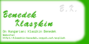 benedek klaszkin business card